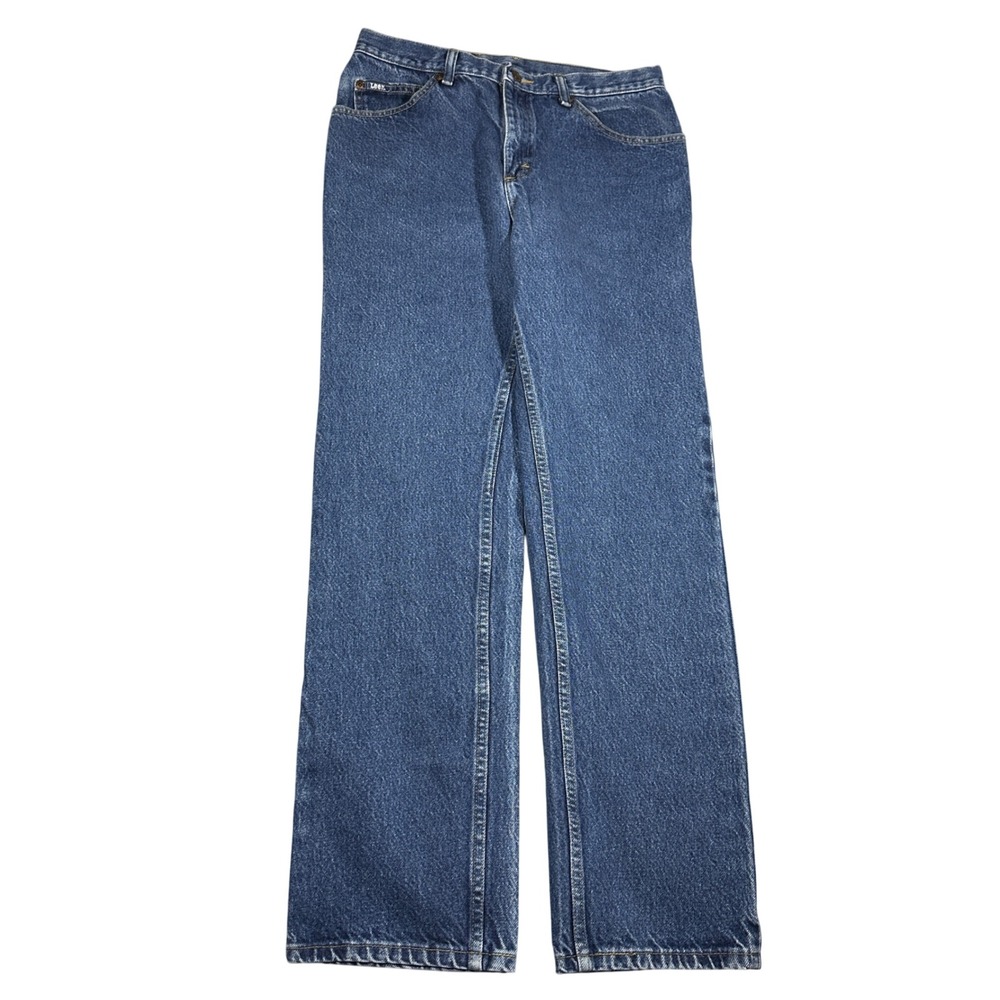 Vintage 90s Lee Mens Medium Wash Straight Leg Denim Jeans Blue Made in USA 30x31